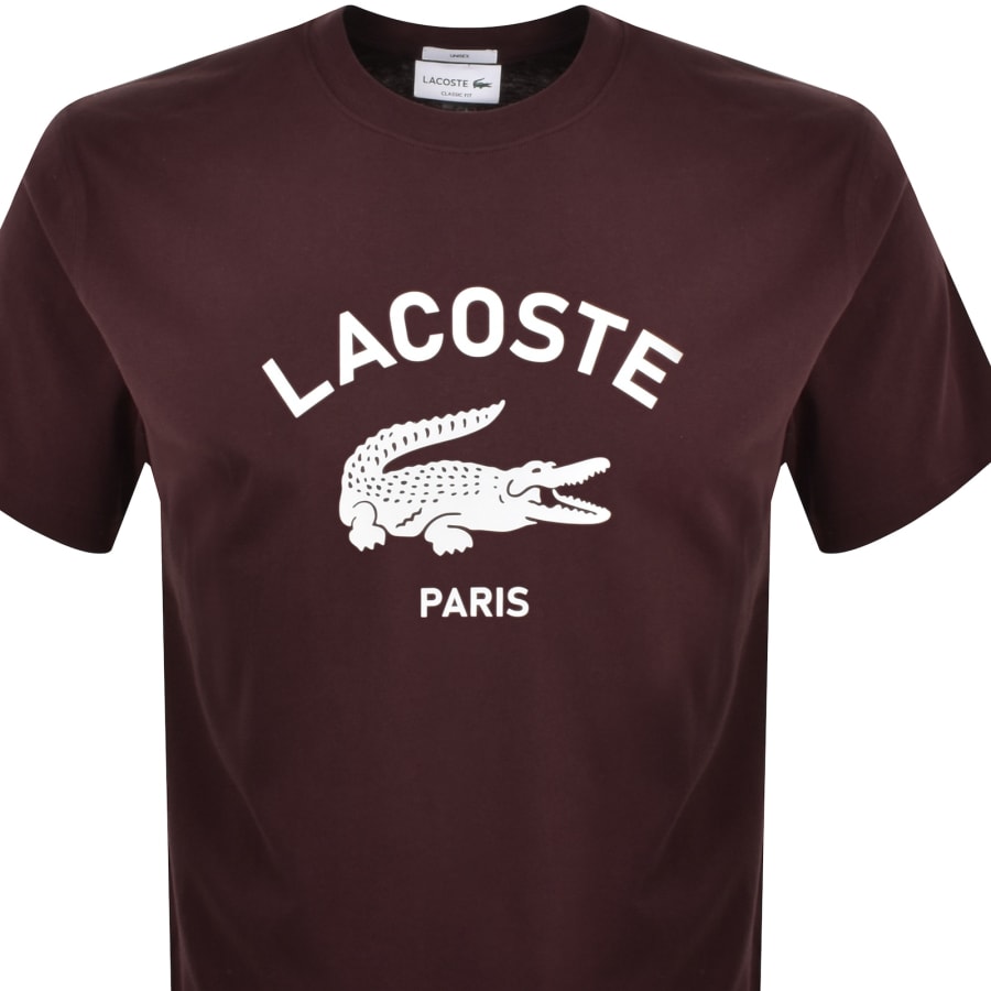 Lacoste Paris Logo T Shirt Burgundy